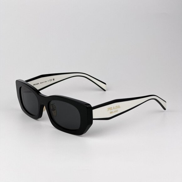 Prada PRB05SF Rectangle Sunglasses – Black Frame Grey Lenses | Model 09Q08Z - Picture 1 of 9